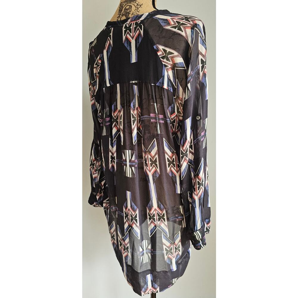 Isabel Marant Dress/ Top 100% Silk Tunic Sheer Navajo Aztec Sz 1 - Picture 3 of 15